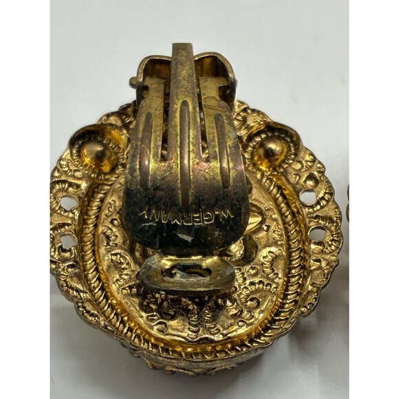 Vintage Victorian Cameo Style Necklace & Earring Set With Romantic Scene & Gold - Picture 9 of 14